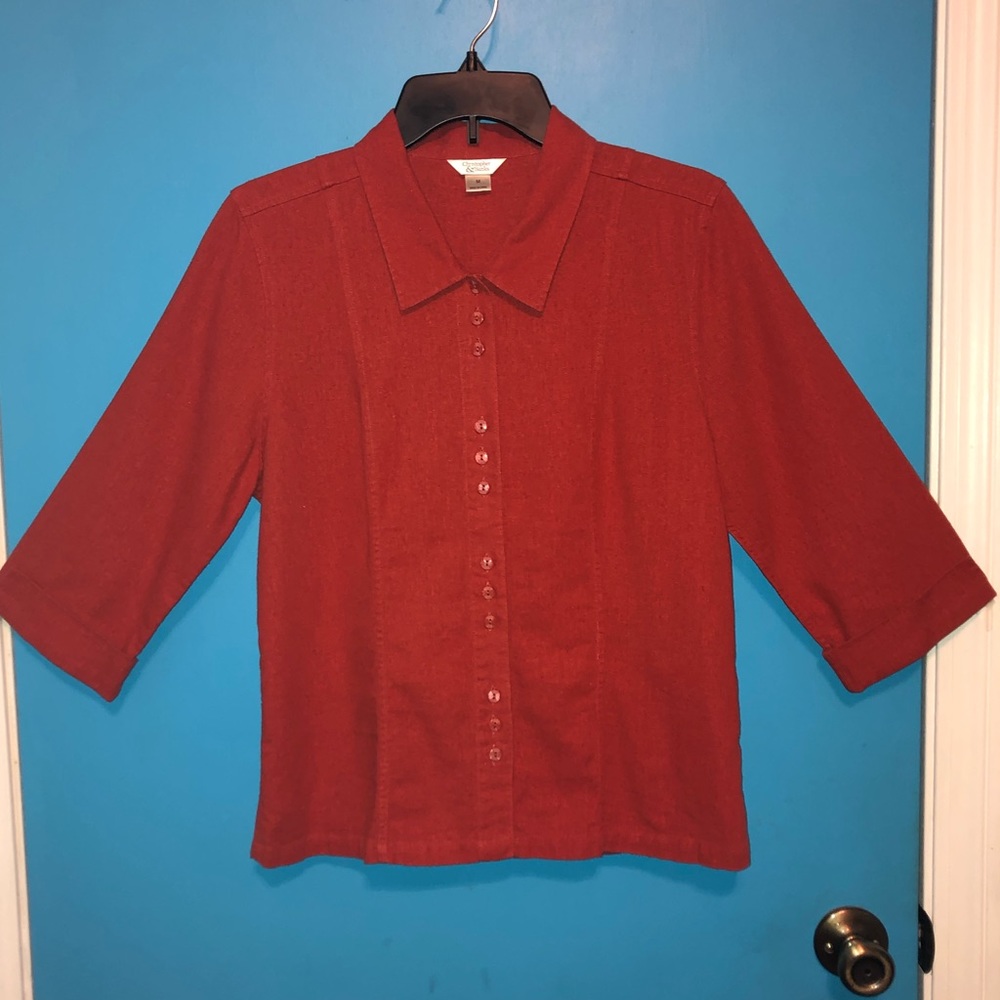 Christopher & Banks Rust Orange Button Down Blouse